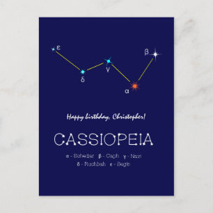 Postal Constelación de Cassiopeia del Hemisferio Norte