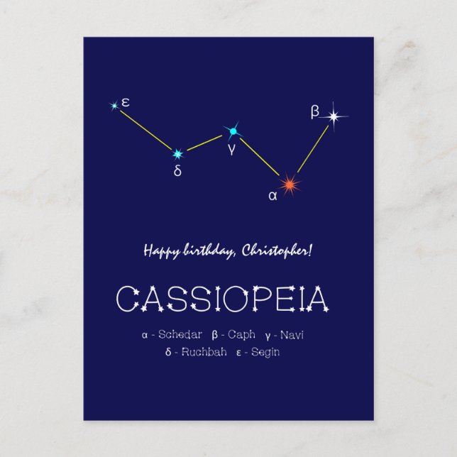 Postal Constelación de Cassiopeia del Hemisferio Norte (Anverso)