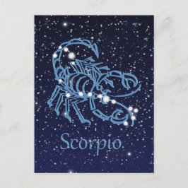 Postal Constelación de Escorpio y Rótulo zodiaco con estr