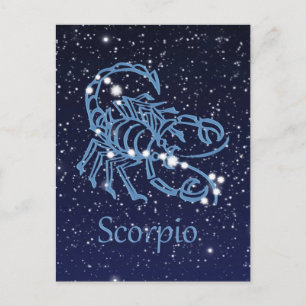 Postal Constelación de Escorpio y signo zodiacal con estr