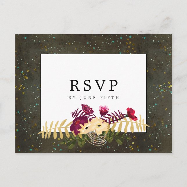 Postal Constelación de Estrellas de Plata Dorada de Chalk (Anverso)