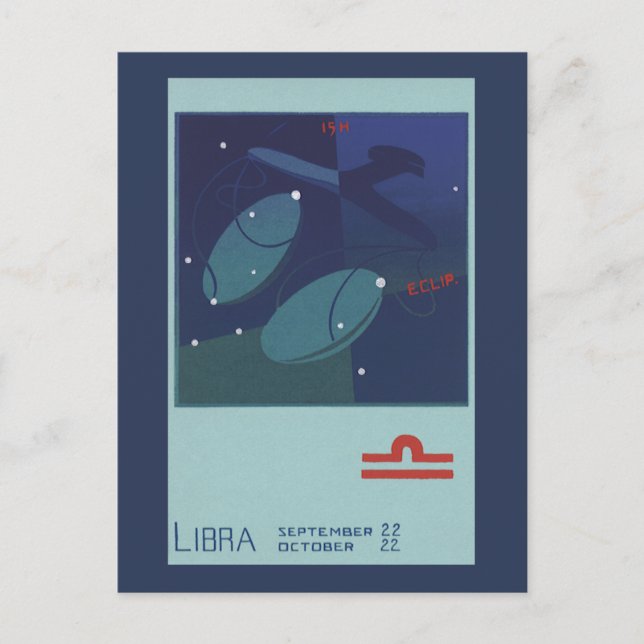 Postal Constelación de la escala de Libra Astrología zodi (Anverso)