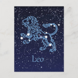 Postal Constelación de León y Rótulo Zodiaco con estrella