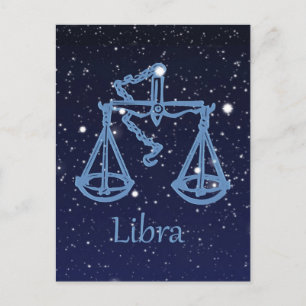 Postal Constelación de Libra y signo zodiacal con estrell