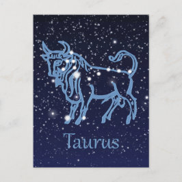 Postal Constelación de Tauro y signo zodiacal con estrell