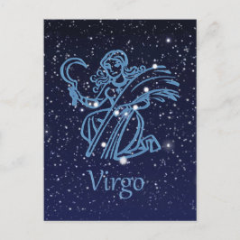 Postal Constelación de Virgo y Rótulo Zodiaco con estrell