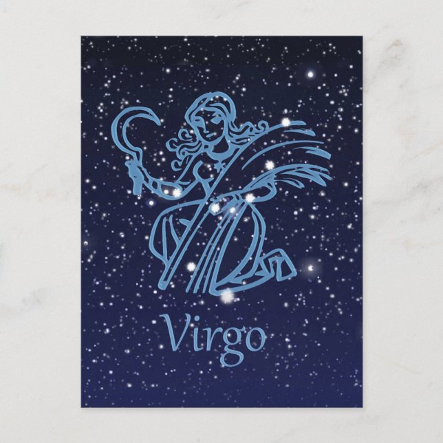 Postal Constelación de Virgo y Rótulo Zodiaco con estrell (Anverso)