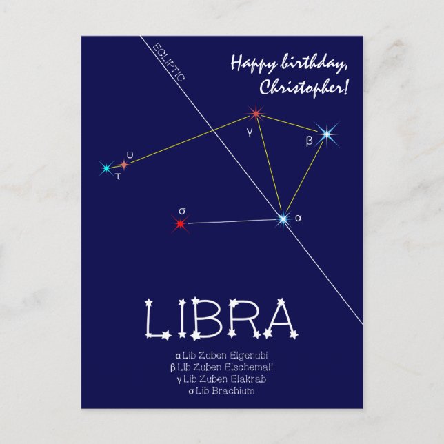 Postal Constelación de Zodiac Libra (Anverso)