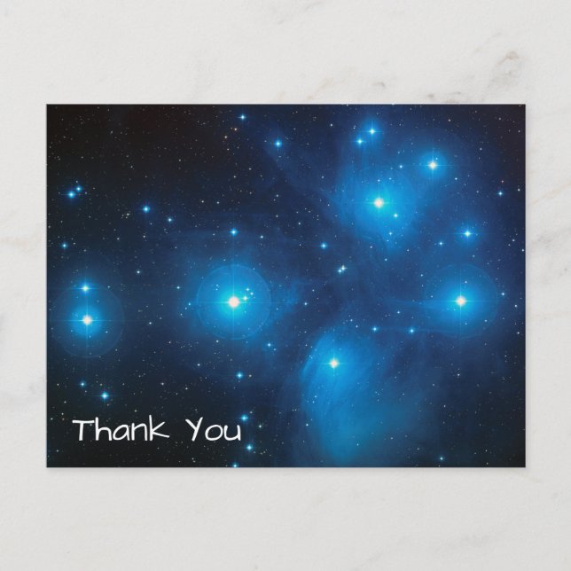 Postal Constelación Pléyades Azules Gracias (Anverso)