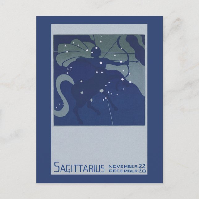 Postal Constelación Sagittarius Astrología zodiaca vintag (Anverso)