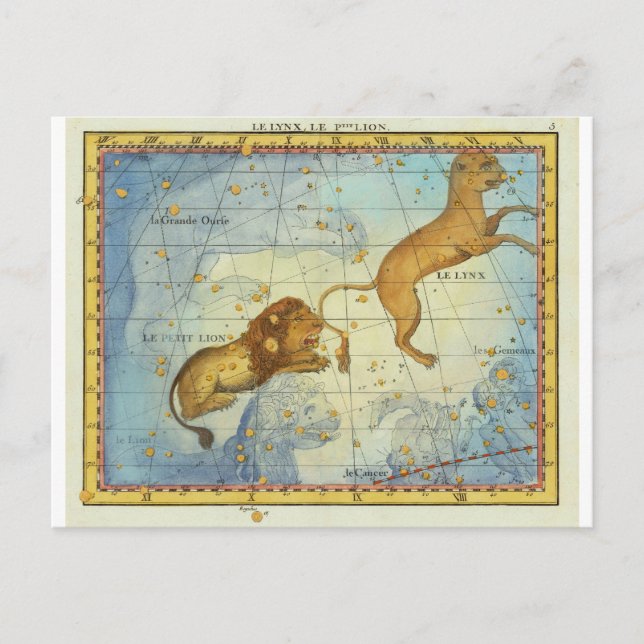 Postal Constelación vintage Leo (Anverso)