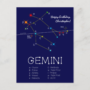 Postal Constelación Zodiacal Géminis