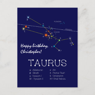Postal Constelación zodiacal Tauro