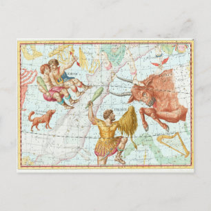 Postal Constelaciones de mapas celestes vintage