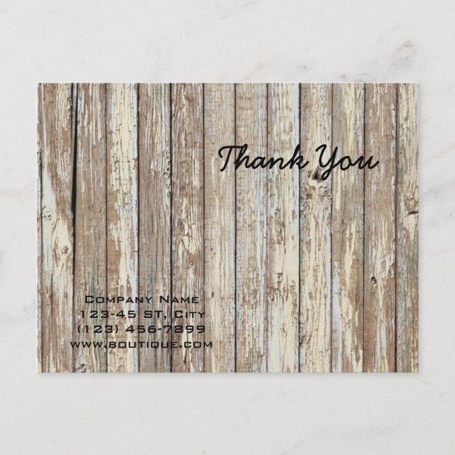 Postal construcción artesanal de grano de madera vintage (Anverso)