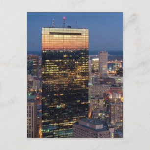 Postal Construcción de Boston con senderos ligeros en la 