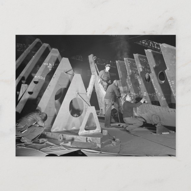 Postal Construcción de buques de libertad, 1941 (Anverso)