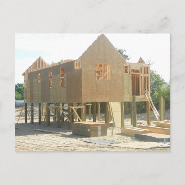 Postal Construcción de casas de playa (Anverso)