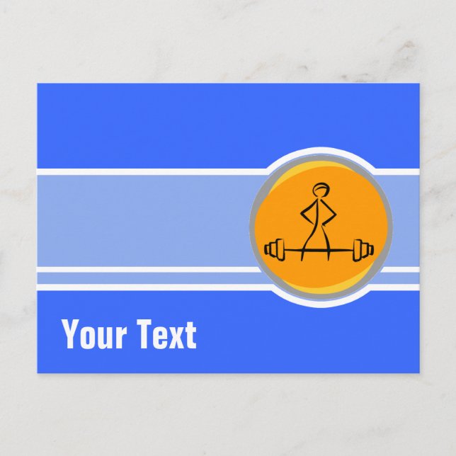 Postal Construcción de cuerpos; azul y naranja (Anverso)