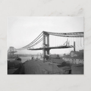 Postal Construcción del puente de Manhattan, 1909