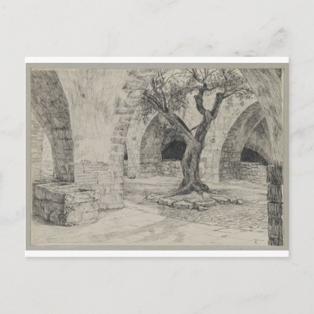 Postal Construcción fuera del Convento Armenio, Jerusalén (Anverso)