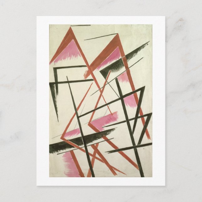 Postal Construcción lineal, c.1921 (gouache sobre papel) (Anverso)