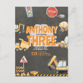 Postal Construction Birthday Invitation