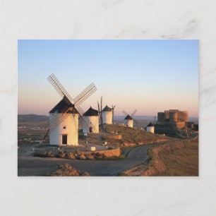 Postal Consuegra, La Mancha, España, molinos de viento