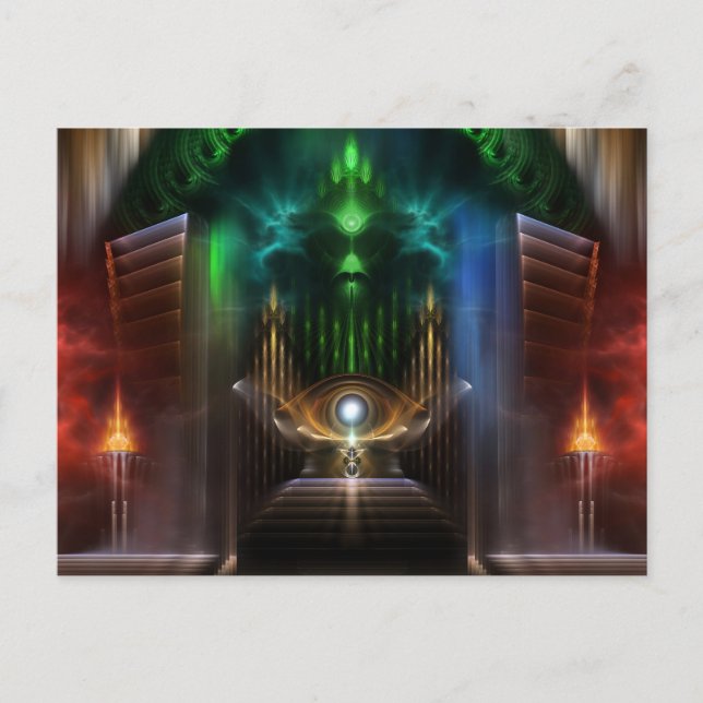 Postal Contemplando el arte fractal de Oz (Anverso)