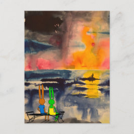 Postal contemplando el atardecer