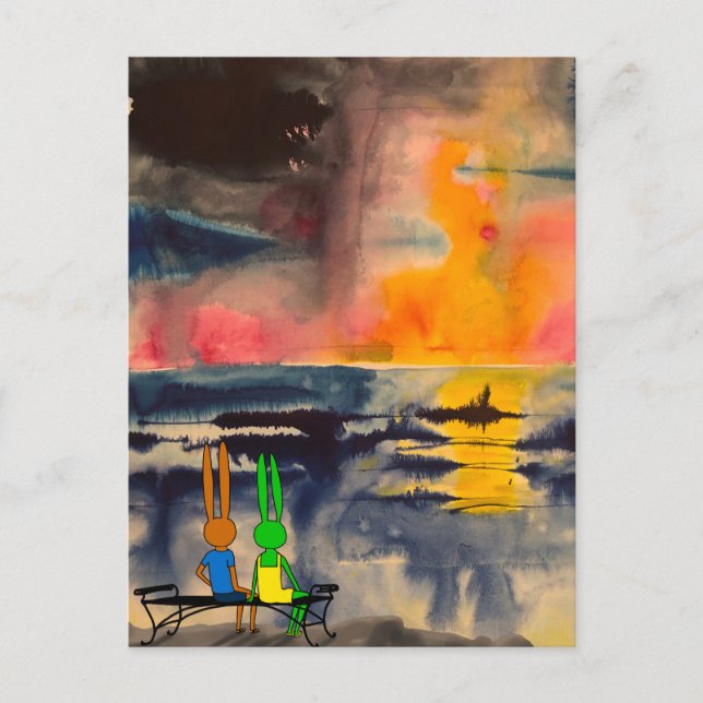 Postal contemplando el atardecer (Anverso)