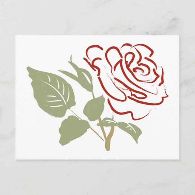Postal Contorno de una rosa roja (Anverso)