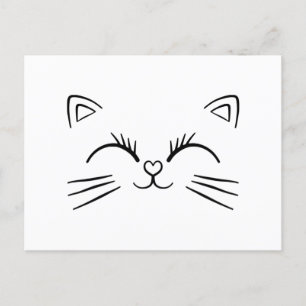 Postal Contorno mínimo de carátulo de la cara del gato