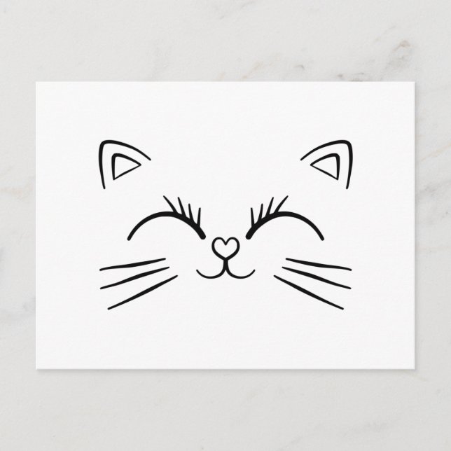 Postal Contorno mínimo de carátulo de la cara del gato re (Anverso)