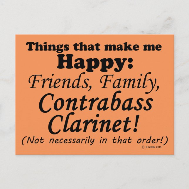 Postal Contrabass Clarinet me hace feliz (Anverso)