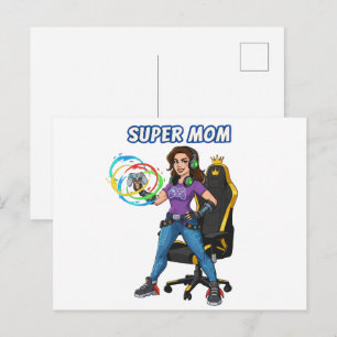 Postal Controlador de juegos de Super Mamá Dibujo Animado