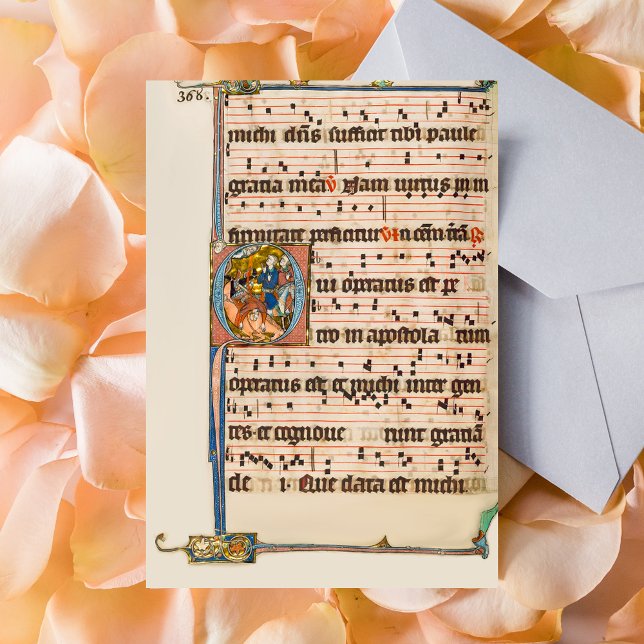 Postal Conversión de san Pablo Manuscrito Medieval (Conversion of saint Paul Medieval Manuscript Catholic Christian Postcard)