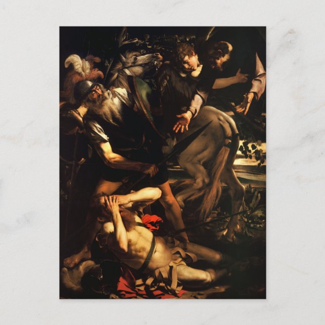Postal Conversión de San Pablo por Caravaggio Postcard (Anverso)