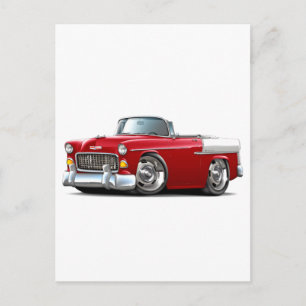 Postal Convertible Chevy Belair rojo-blanco 1955