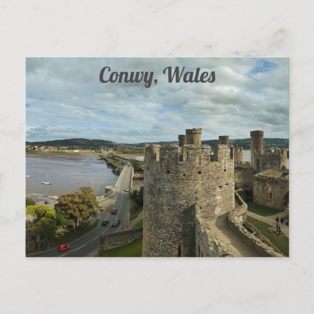 Postal Conwy Gales Welsh Castle River Foto de viaje (Anverso)