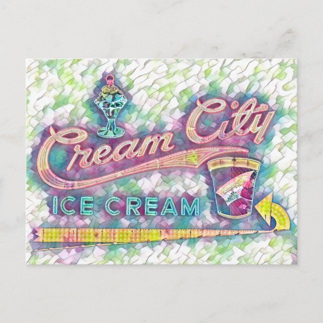 Postal Cookeville, TN Cream City Neon Rótulo acuarela (Anverso)