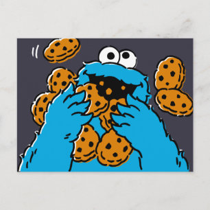 Postal Cookie Monster comiendo todas las galletas