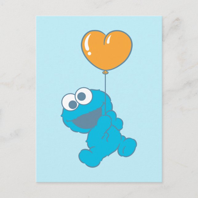 Postal Cookie Monster Heart Balloon (Anverso)
