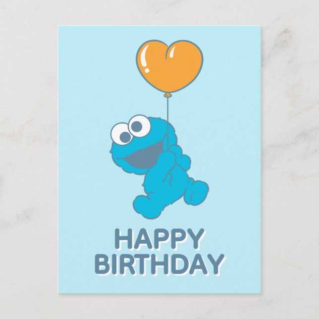 Postal Cookie Monster Heart Balloon (Anverso)