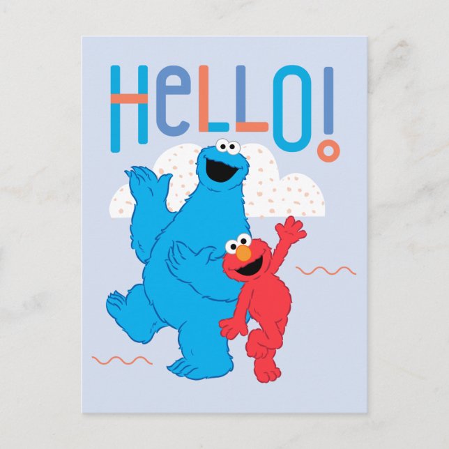 Postal Cookie Monster y Elmo Hola! (Anverso)