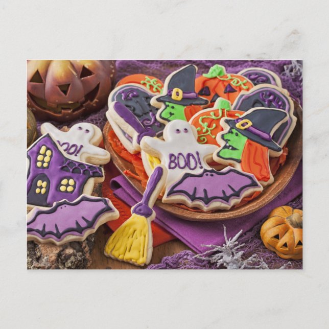 Postal Cookies coloridas para la fiesta de Halloween (Anverso)