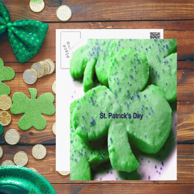 Postal Cookies de Shamrock del Día de San Patricio (St. Patrick's Day Shamrock Cookies Postcard)