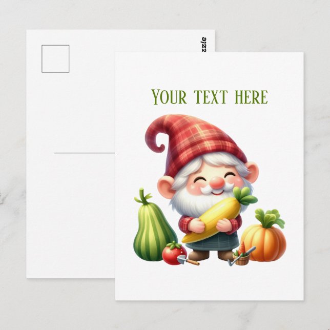 Postal Cool gnome mixed vegetables  farmer customizable (Anverso / Reverso)
