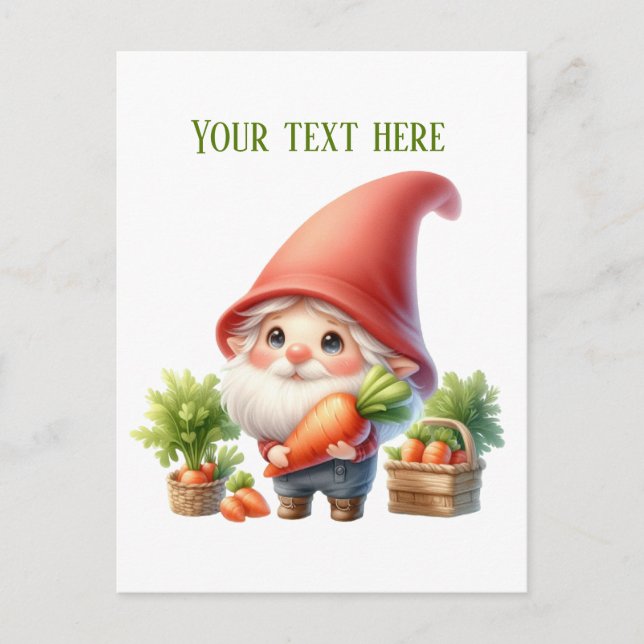 Postal Cool granjero personalizable gnomo zanahoria  (Anverso)