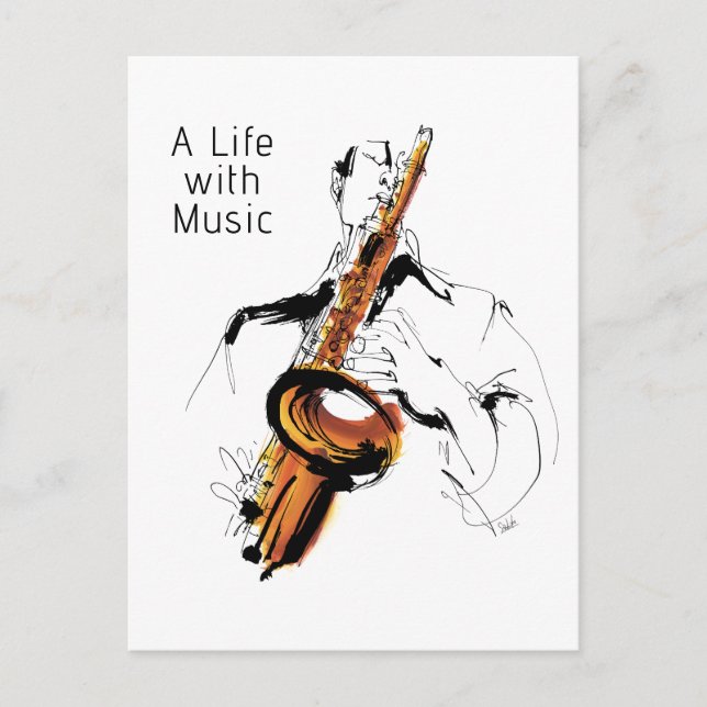 Postal Cool Retro Man Playing Alto Saxophone - Jazz (Anverso)